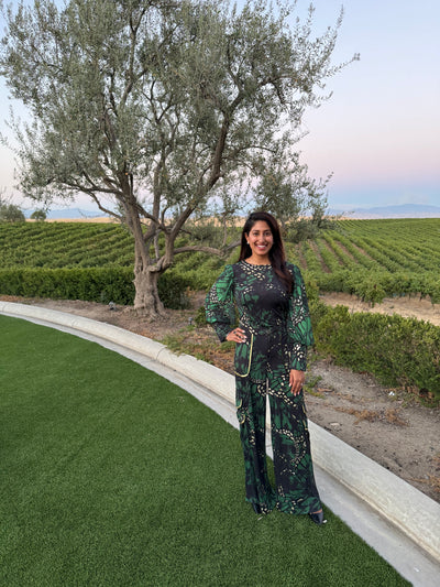 Monarch Print Long Sleeve Jumpsuit