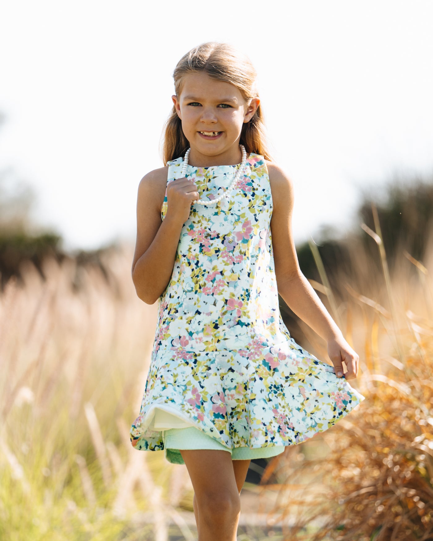 Teal Splash Dress with Shorts